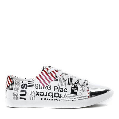 Białe tenisówki z napisami Gladys - Obuwie