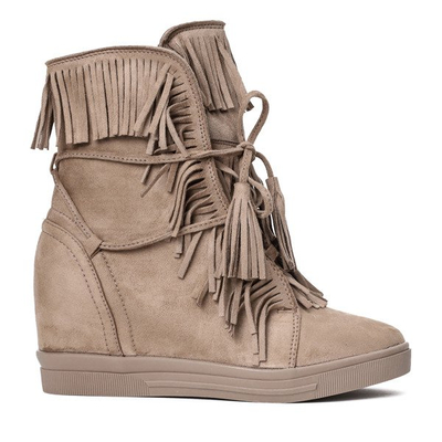 Brązowe sneakersy na koturnie Alesi - Obuwie