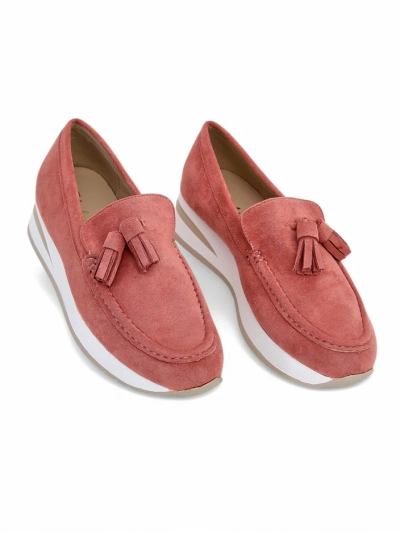 Mocasini de damă Ariadne roz cu platformă, piele ecologică, casual