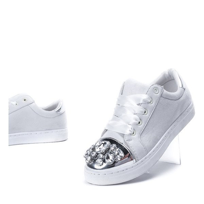 Jasnoszare tenisówki z cyrkoniami Emilyana - Obuwie