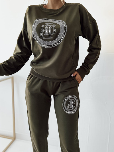 Royalfashion Set pulover pentru femei verde închis cu zirconii
