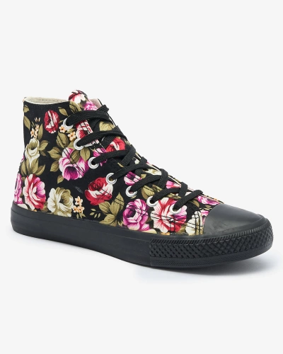 Royalfashion Adidași înalți pentru femei Black Floral Soxic