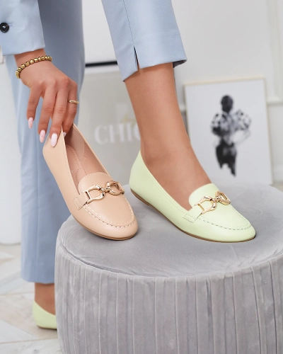 Mocasini de damă din piele ecologică verde cu ornament Wiwet-Footwear