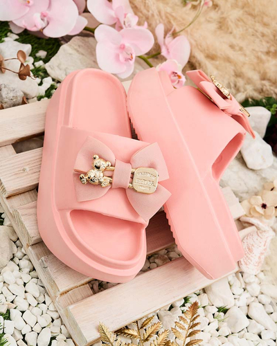 Royalfashion Șlapi de cauciuc pentru femei cu fundiță decorativă Apis