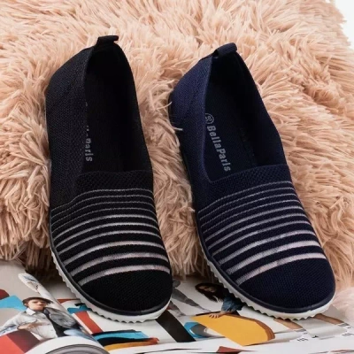 OUTLET Adidași alunecați cu dungi de culoare albastru marină de la Yeqa - Încălțăminte