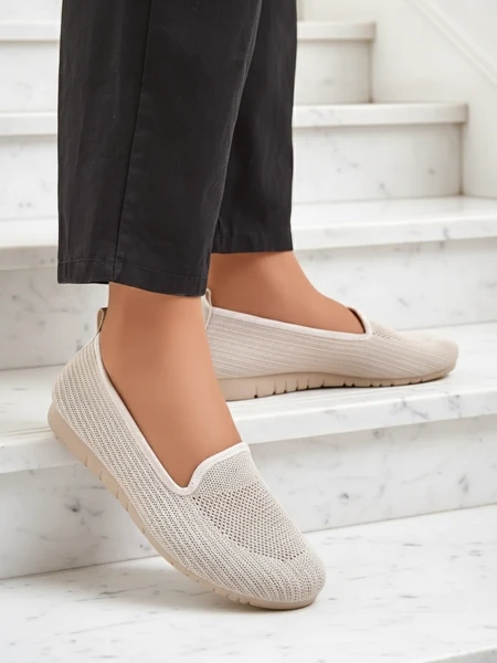 Moda Bella Pantofi Damă Bej cu Talpă Joasă