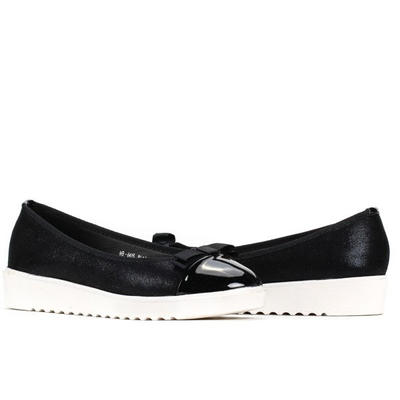 Czarne balerinki na platformie  - Obuwie