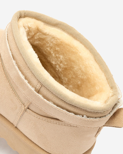 Royalfashion Pantofi de damă maro deschis a'la cizme de zăpadă cu ornament Parisela