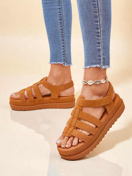 Sandały damskie Callista Camel pe platforma Royalfashion skura ekologiczna