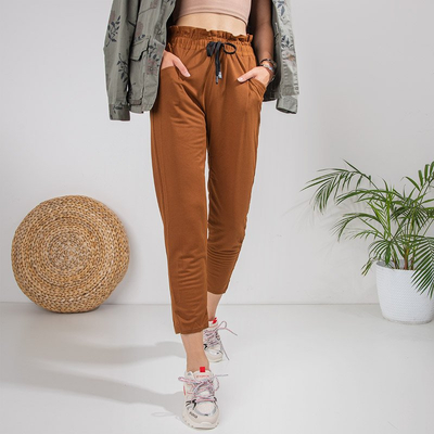 Pantaloni drepți dama maro 7/8 - Îmbrăcăminte