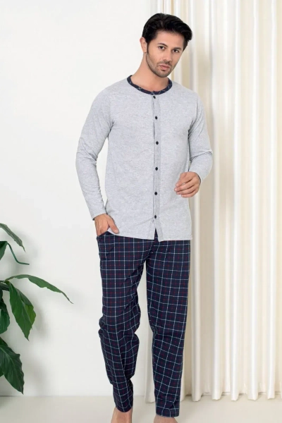Pijamale din bumbac cu carouri pentru bărbați Royalfashion