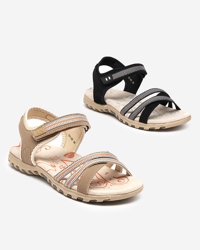 Sandale de damă cu talpă plată în negru Weirovi- Încălțăminte