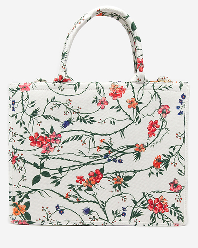 Geanta shopper dama alba cu imprimeu floral - Accesorii