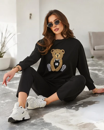 Royalfashion Set de viscoză pentru femei cu un urs