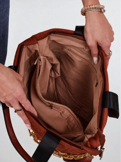 Geantă de damă shopper eco + piele întoarsă Azure Veil