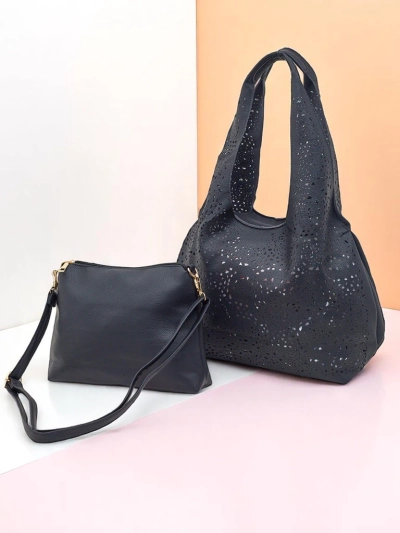 Royalfashion Geantă shopper mare pentru femei, model decupat Lira Lace