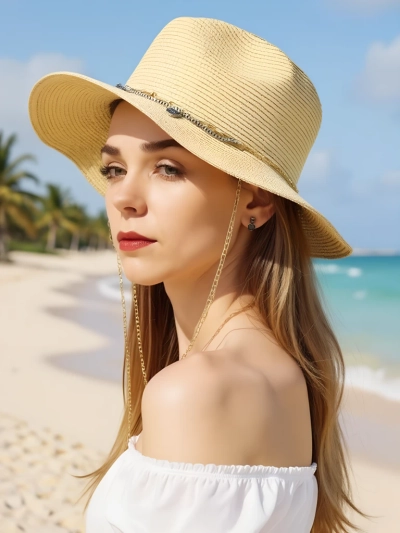 Royalfashion Pălărie de paie pentru femei Golden Halo