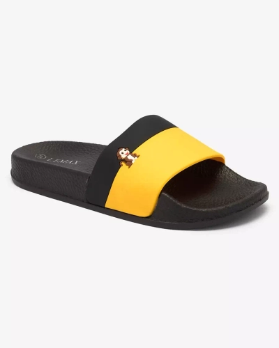 Royalfashion Șlapi de cauciuc galben și negru pentru femei Lierigs