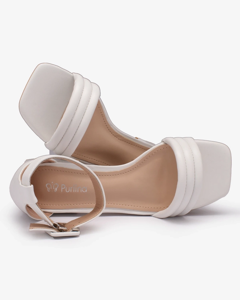 Royalfashion White Laylin sandale cu toc mic