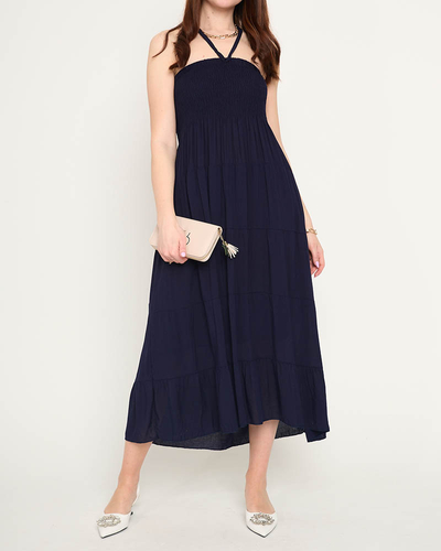 Rochie midi bleumarin PLUS SIZE - Imbracaminte