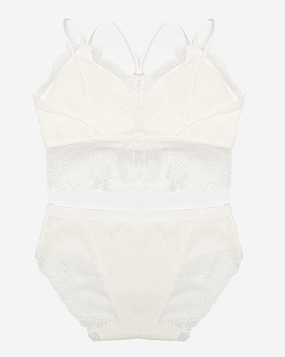 Set lenjerie intima dama cu dantela ecru - Lenjerie intima