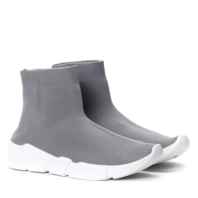 Szare obuwie z tekstylną cholewką- Obuwie