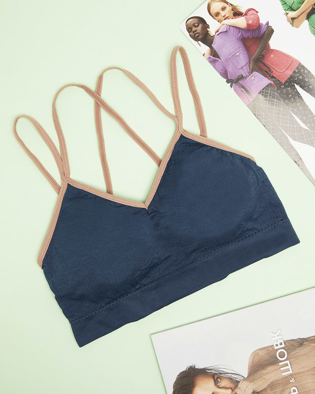 Sutien sport pentru femei albastru bleumarin cu bretele subțiri - Lenjerie intima