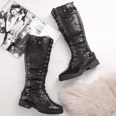 OUTLET Cizme plate negre Kanuti - Pantofi