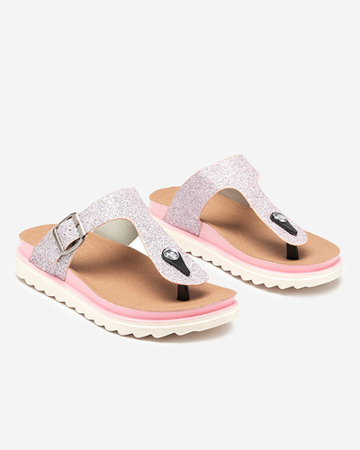 OUTLET Flip-flops damă roz strălucitori Fidoq- Pantofi
