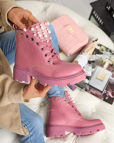 Cizme roz dama cu perle Orilco - Incaltaminte