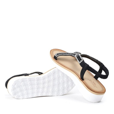 Czarne sandały na platformie z cyrkoniami Slevian - Obuwie