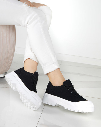 OUTLET Tenisi negri de dama cu talpa Comp alba - Incaltaminte