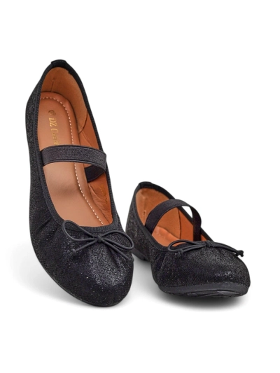 Royalfashion Balerini strălucitoare pentru femei cu fundiță și elastic Safte