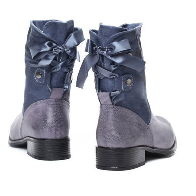 Niebiesko-szare botki Francesca- Obuwie