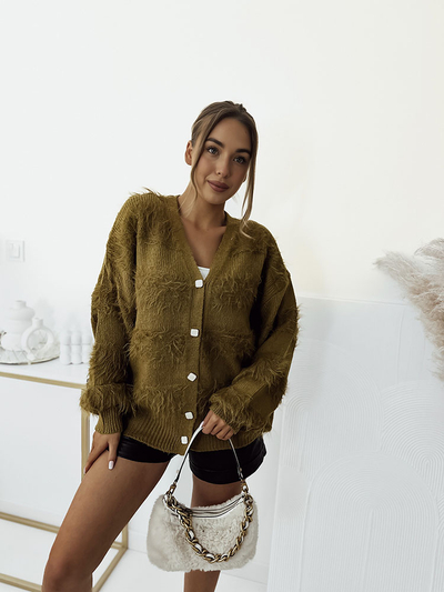 Cardigan cu nasturi pentru femei Royalfashion Mustard