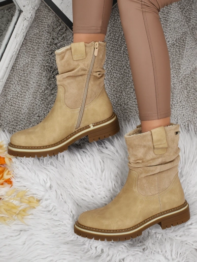 Botine înalte de damă din piele ecologică întoarsă Liora