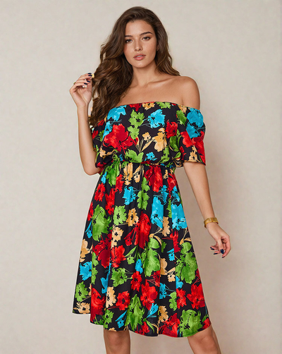 Royalfashion Rochie mini de damă cu model a'la hiszpanka