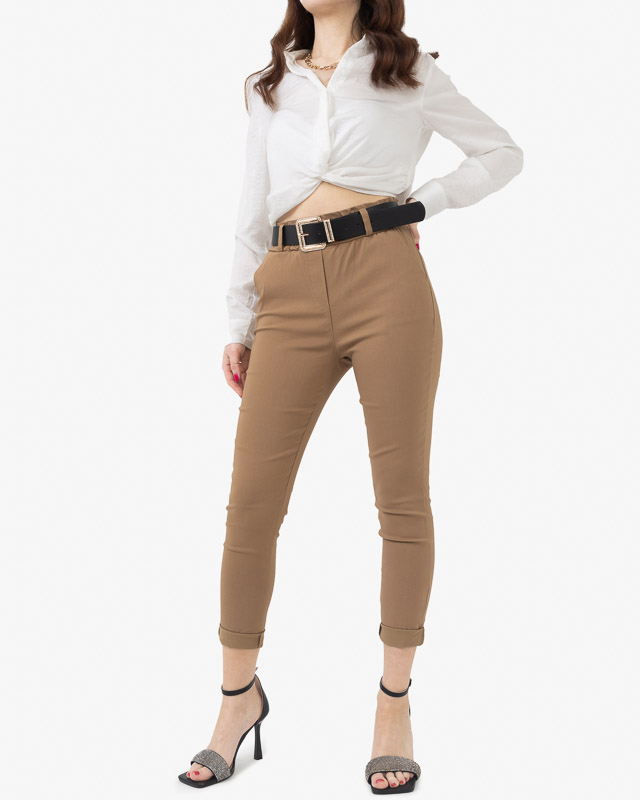 Cureaua neagra de dama cu catarama aurie cu zirconiu cubic - Accesorii