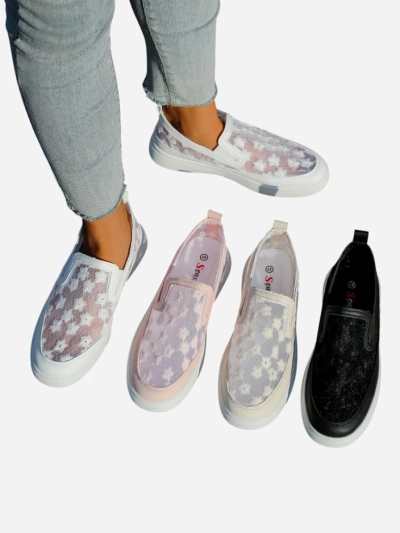 Loafers din plasă pentru femei Royalfashion cu flori Emzos