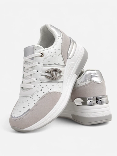 Sneakers damski Melania Bianca ku talón di 6 cm kuero ekolójiku