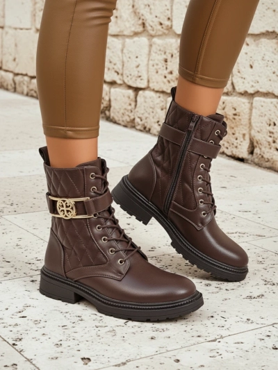 Botine matlasate de damă din piele ecologică Sable Rose