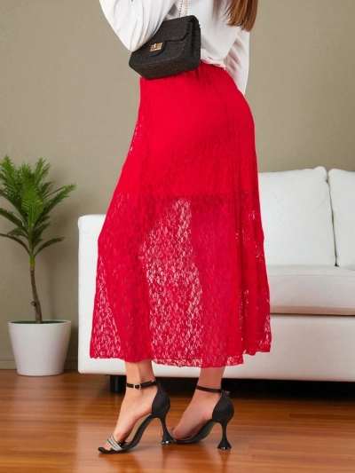 Fusta midi pentru femei Royalfashion cu dantelă