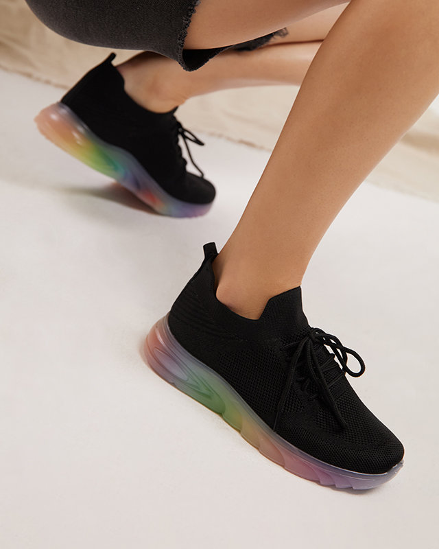 Pantofi sport dama negri cu talpa colorata Afin- Incaltaminte