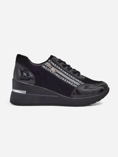 Sneakers dama negri cu toc Calista Nero - eleganță și confort pentru fiecare zi