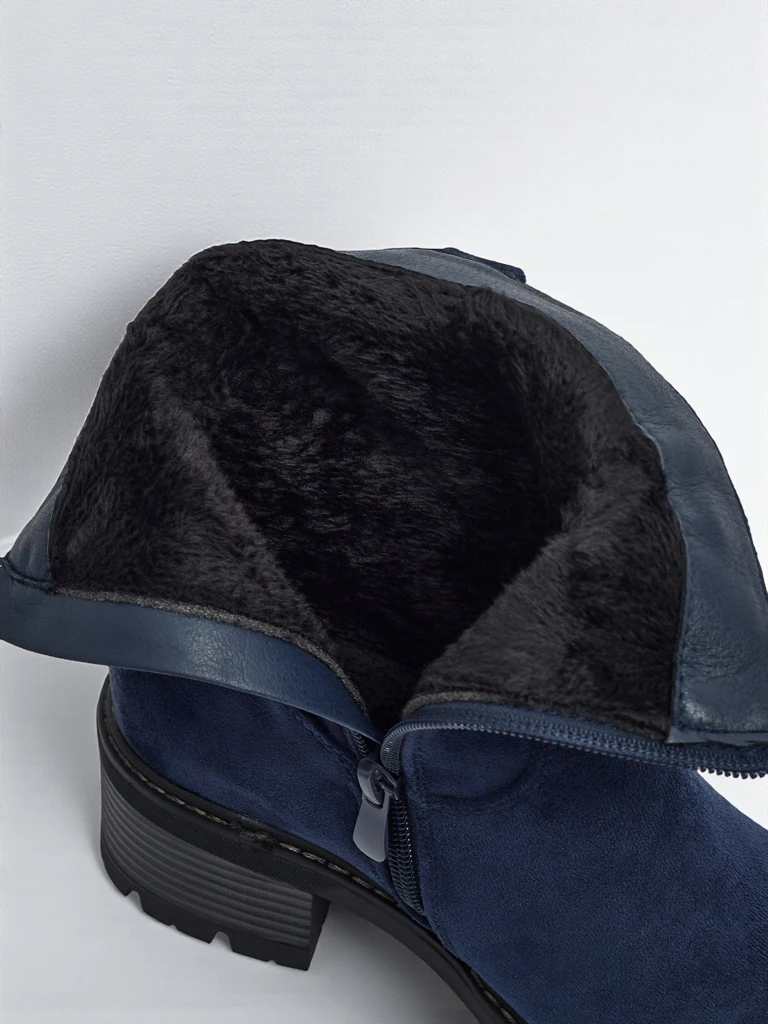 Botine înalte de damă din piele ecologică întoarsă Carmine