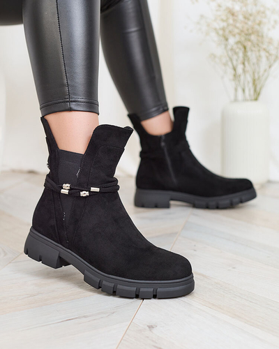 Royalfashion Cizme de damă negre cu curea decorativă Dafflo