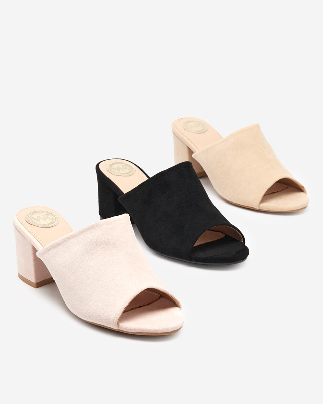 Papuci negri de damă pe un stâlp joasă Opetik - Pantofi