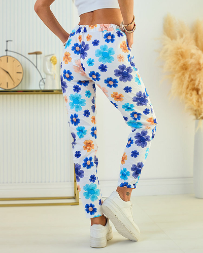 Royalfashion Pantaloni de damă din țesătură cu motive florale
