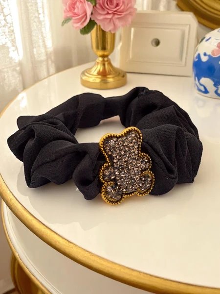 Royalfashion Elastic de păr cu ursuleț decorativ Teddy din satin Teddy