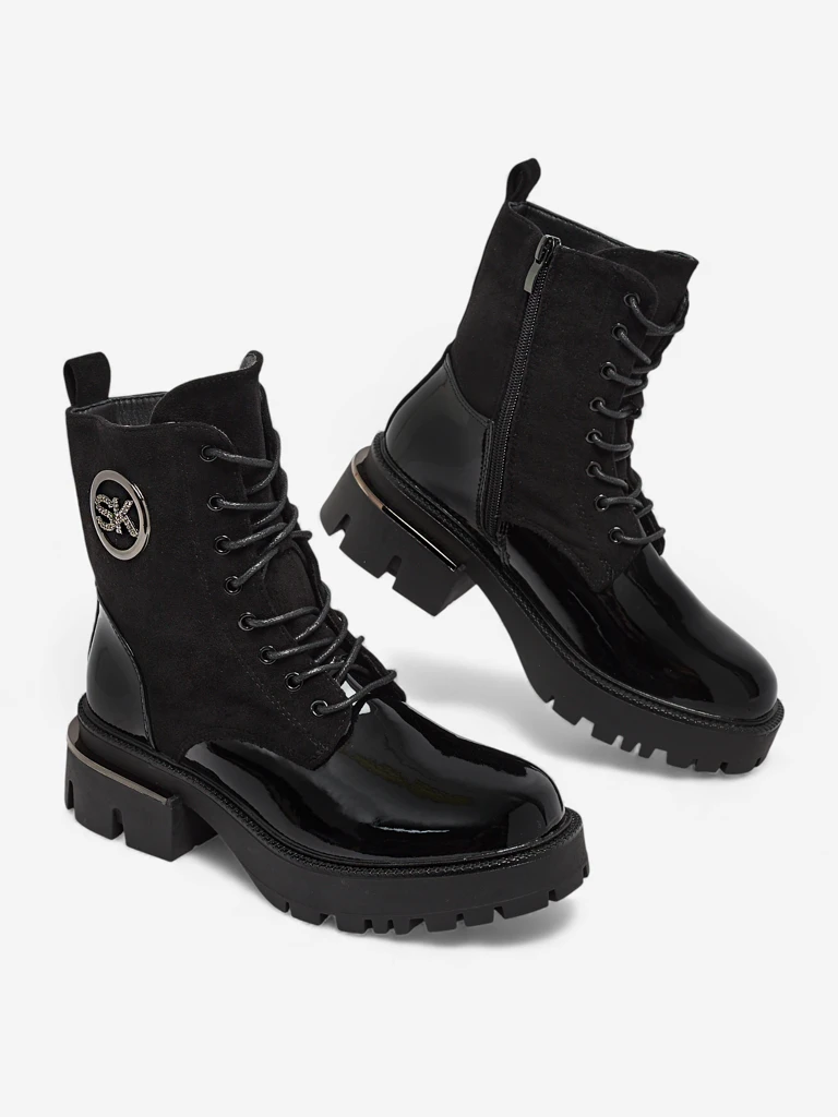 Botine Dama piele eco si piele intoarsa eco Lalunes